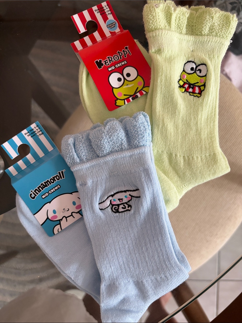Sanrio Keroppi Light Green & Cinnamoroll Light Blue Kids Socks